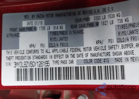 2016 Scion Ia from USA, damaged, VIN 3MYDLBZV6GY128165